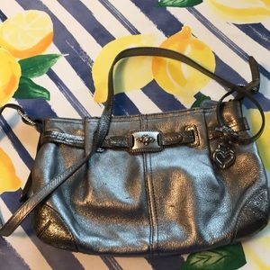 Brighton purse silver leather used crossbody cute with jeans